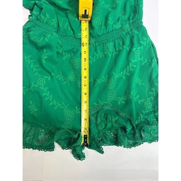 Revolve Tularosa Green Ruffle One Shoulder Shorts Romper Size Medium Davey - Picture 10 of 14